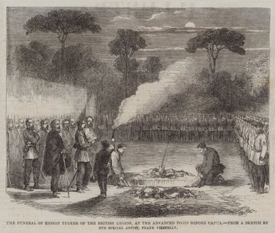 The Funeral of Ensign Tucker of the British Legion, at the Advanced Posts before Capua by Frank Vizetelly